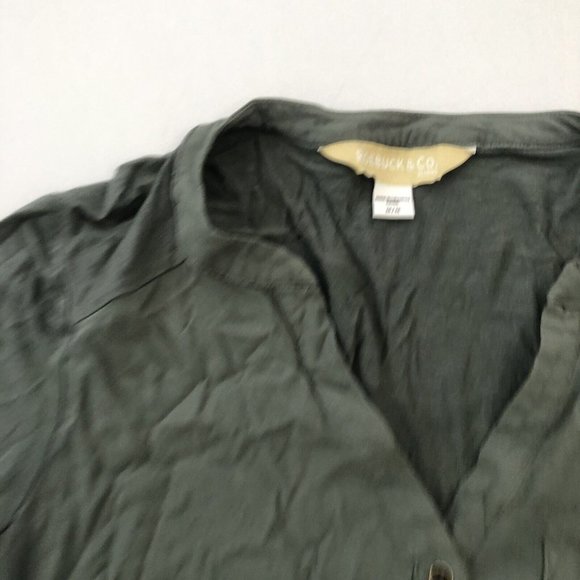Roebuck & Co. Blouse Women's M Green Long Sleeve V Neck Top Reg Fit Size M - Picture 6 of 14